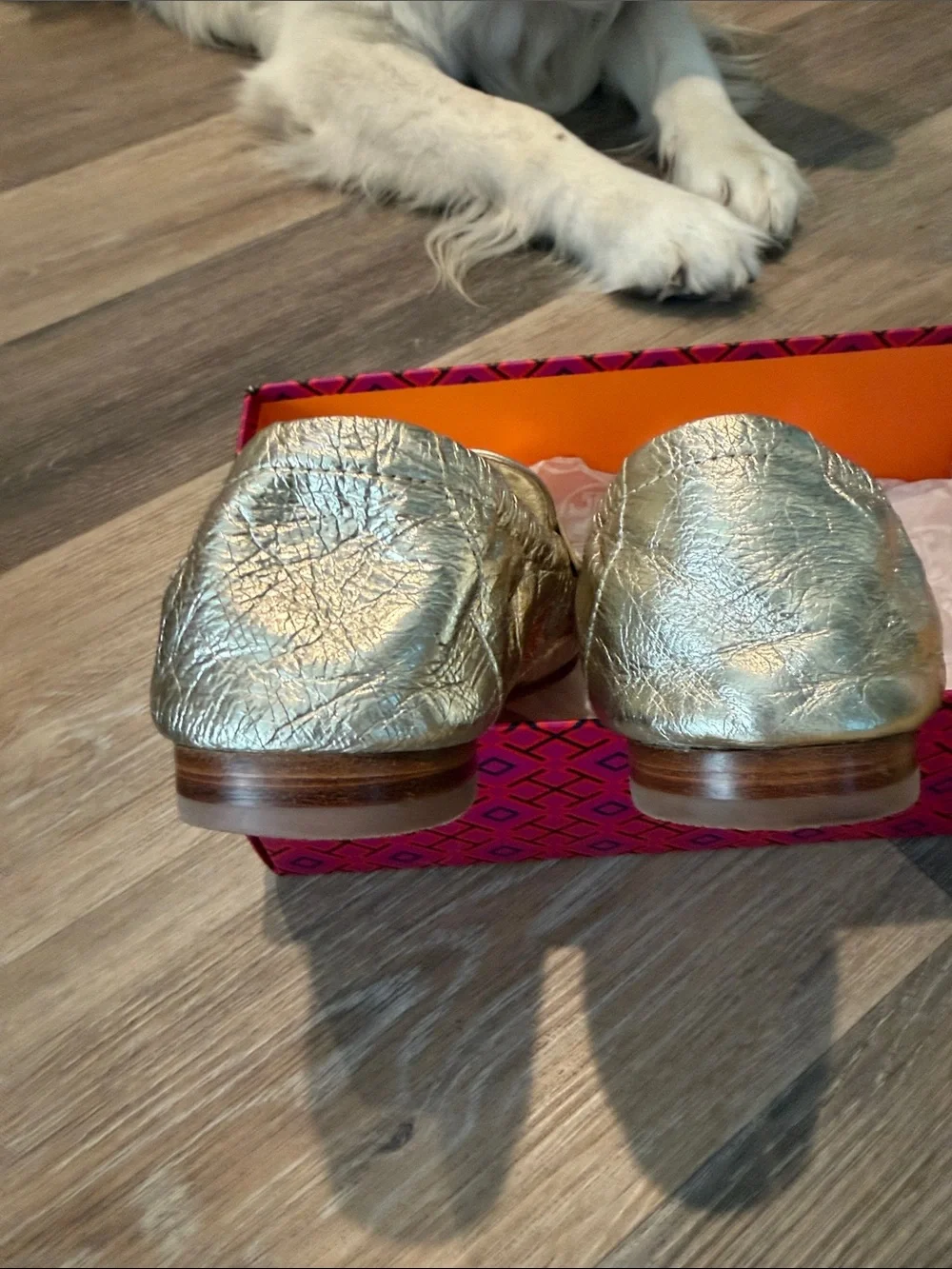Tory Burch Metallic Gold Leather Loafers